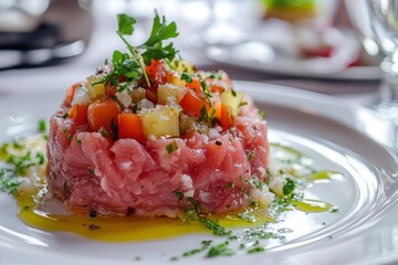 delicious tartar in an Italian restaurant, ai