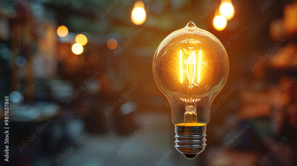 Poster old type of shining bulb.