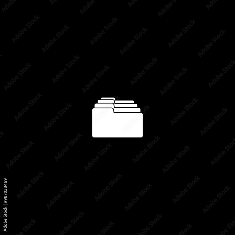 Poster document in folder icon isolated on dark background