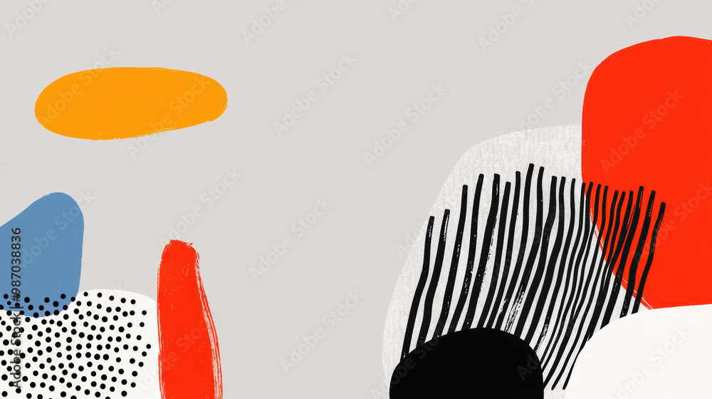 Poster vibrant abstract shapes and textures on a neutral background, perfect for modern design projects and