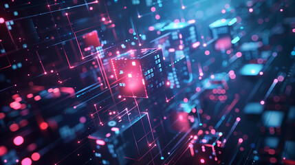 Obraz premium futuristic tech wallpaper with digital data cubes 