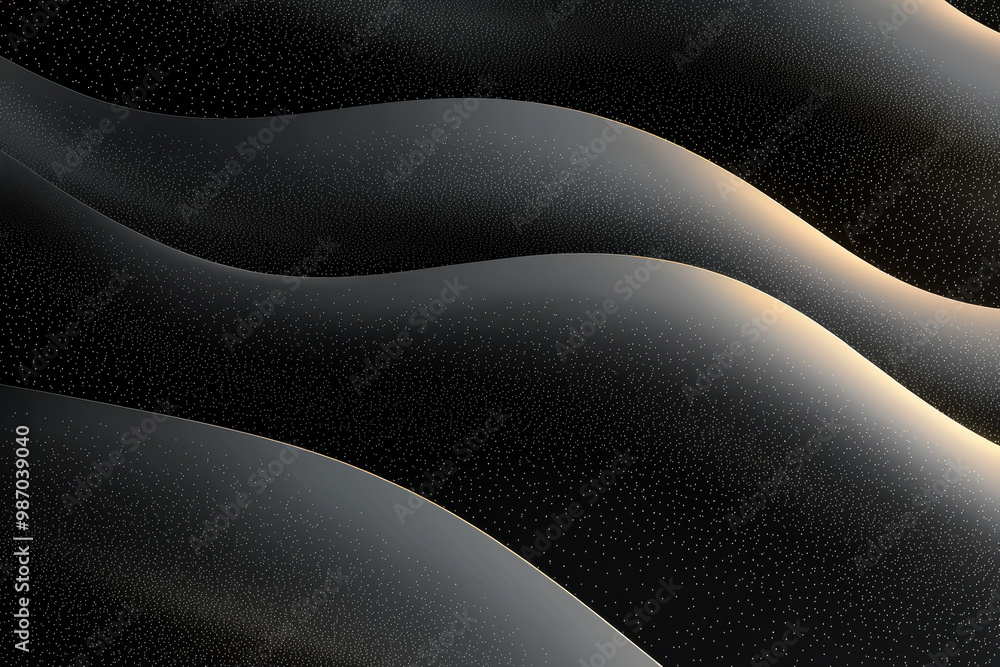 Poster a mesmerizing abstract texture featuring smooth, flowing waves in dark tones, illuminated by subtle 
