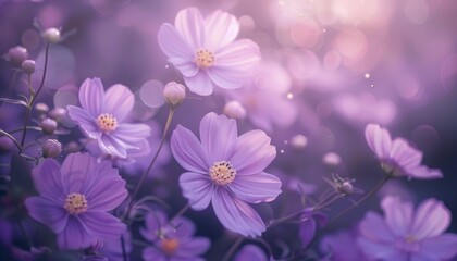 Delicate Purple Flowers Blanketing a Serene Meadow