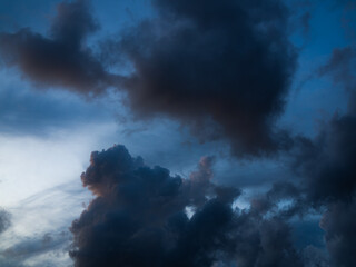 Cloud storm sky dark halloween background rain lightning thunder stoumy typhoon Nature light scene...