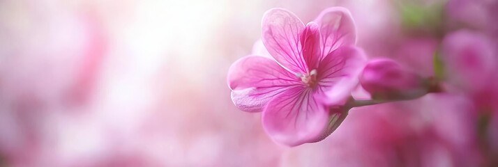 Obraz premium A close-up of a single pink flower against a blurred backdrop of pink blooms in the foreground and a softly blurred mass of pink flowers in the background