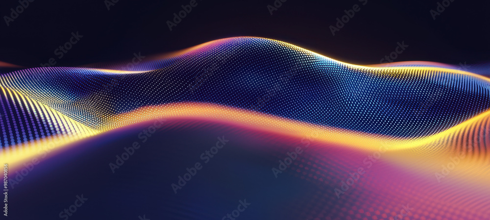 Poster grainy background. abstract digital landscape with vibrant colors and smooth curves, creating a visu