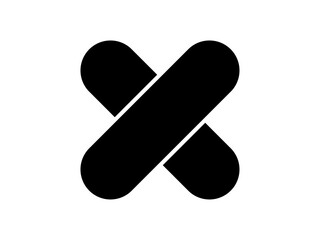 ミニマルな絆創膏ばってんアイコンE：丸端黒