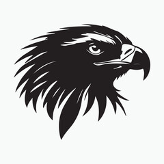 Obraz premium Black eagle head logo Vector Silhouette on white