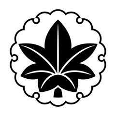 雪輪に紅葉（ゆきわにもみじ）。楓の葉をモチーフにした日本の家紋のベクターアイコンイラスト。