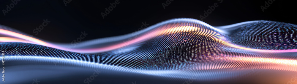 Poster abstract wavy lines with colorful highlights create a stunning visual effect, perfect for background