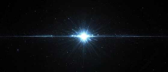 Abstract Cosmic Light Burst in Blue Space Background