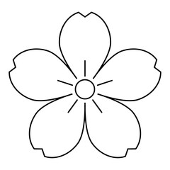 陰山桜（かげやまざくら）。桜の花を文様化した日本の家紋のベクターアイコンイラスト。