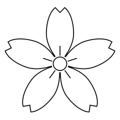 陰細桜（かげほそさくら）。桜の花を文様化した日本の家紋のベクターアイコンイラスト。