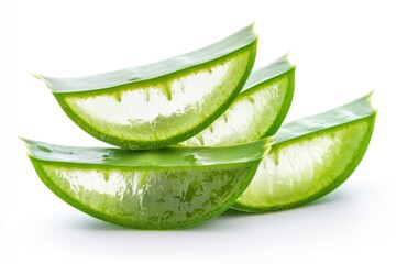 aloe vera sliced isolated on white background, ai