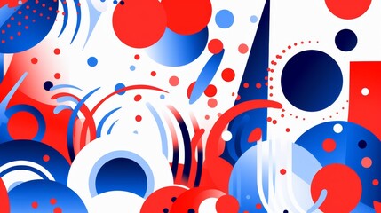 Vibrant Abstract Art with Blue and Red Shapes