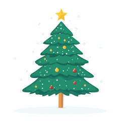 Fototapeta premium Flat 2d vector of christmas tree, winter, decorated, new year