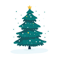 Fototapeta premium Flat 2d vector of christmas tree, winter, decorated, new year