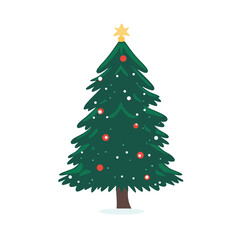 Fototapeta premium Flat 2d vector of christmas tree, winter, decorated, new year