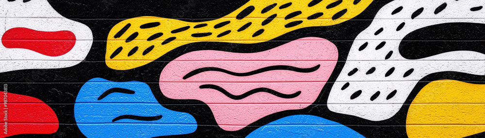 Aufkleber vibrant abstract mural featuring colorful shapes and patterns that enhance any artistic space. perfe