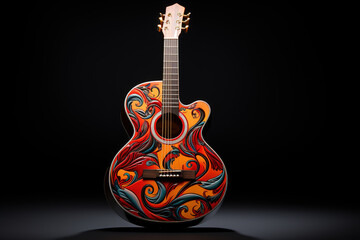 Awesome beautifully crafted acoustic guitar adorned with vines and flower