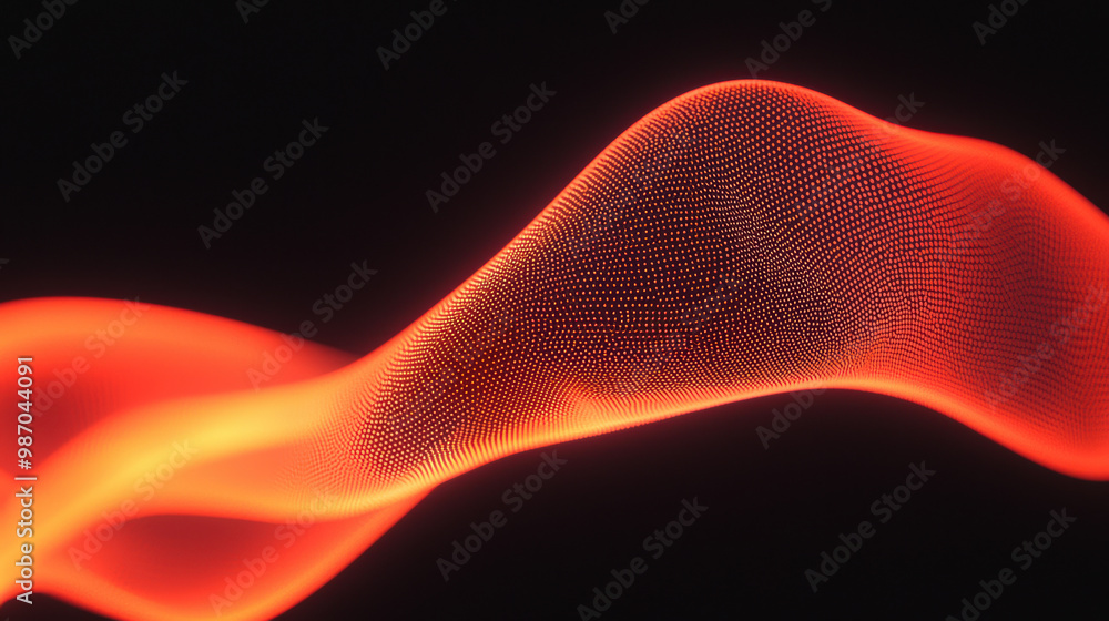 Poster grainy background. dynamic abstract wave with glowing red and orange hues, creating a sense of movem