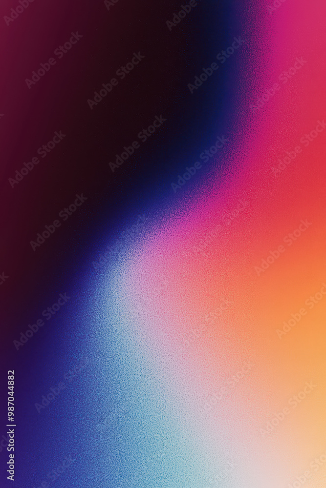 Poster grainy background. a vibrant abstract gradient showcasing a blend of deep purple, blue, and orange h
