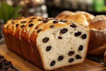 raisin bread background , ai