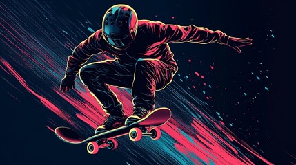 Obraz premium Skateboarder jumping with dynamic motion