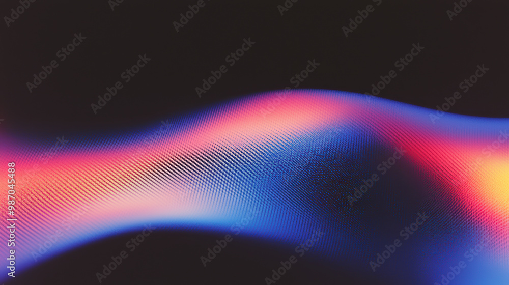 Poster grainy background. vibrant abstract wave pattern with smooth gradients in blue and pink hues, creati