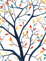 Colorful tree branches with autumn leaves.