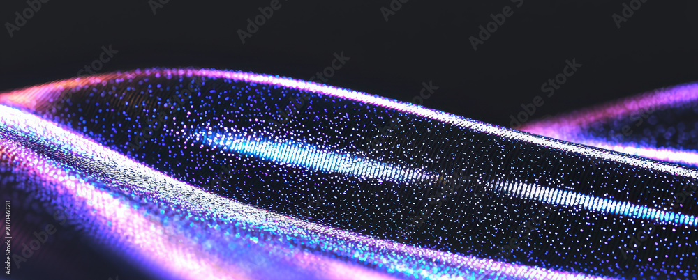 Poster grainy background. abstract wave pattern with shimmering colors and glowing lights, creating a mesme