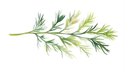 Fototapeta premium Fresh Watercolor Painting of Green Dill Herb Spring