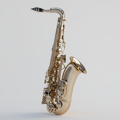 Obraz premium Elegant Saxophone: A Timeless Musical Instrument in Brass Finish