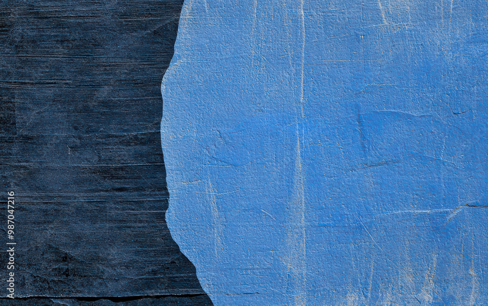 Poster abstract texture featuring a split design of deep black and vibrant blue, perfect for backgrounds an