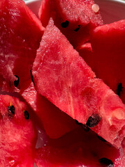 Large juicy ripe red watermelon slices. High quality photo