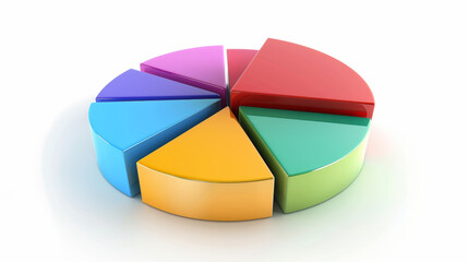 Obraz premium Colorful 3D Pie Chart Graphic Illustration on White Background