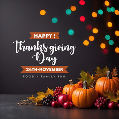 Happy thanks giving day message November greeting social media post pumkin autumn leaves candles (14)