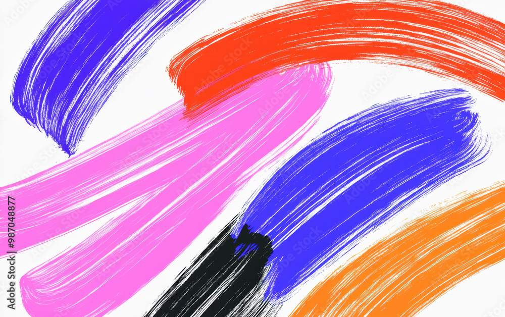 Poster vibrant abstract brush strokes in bold colors create a dynamic visual composition, perfect for moder