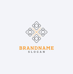 Ornament Square Logo Template. Abstract Frame Element. Outline geometric emblem design