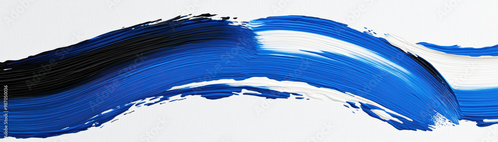 Aufkleber abstract painting with bold strokes of black, white, and blue creating a dynamic visual flow. perfec