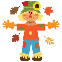 Cute  scarecrow  vector cartoon illustration