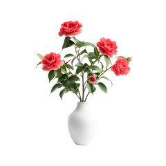 Fototapeta premium Pink Camellia Flowers in White Vase