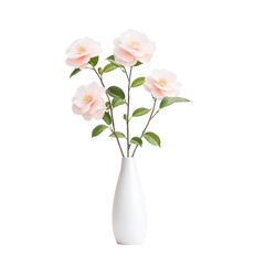 Obraz premium Pink Camellia Flowers in White Vase