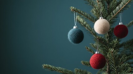 Minimalist Web Design with a Christmas Tree Featuring Wool Ornaments