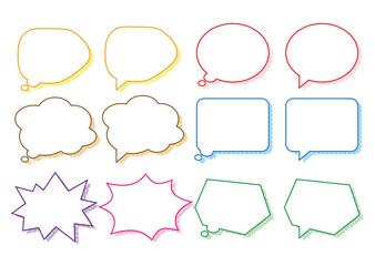 シンプルな吹き出しセットカラー24