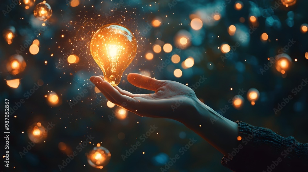 Aufkleber capturing innovative business concepts with a glowing idea net