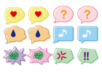 シンプルな吹き出しセットカラー18