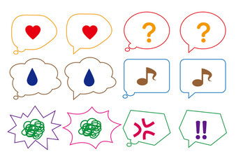 シンプルな吹き出しセットカラー17