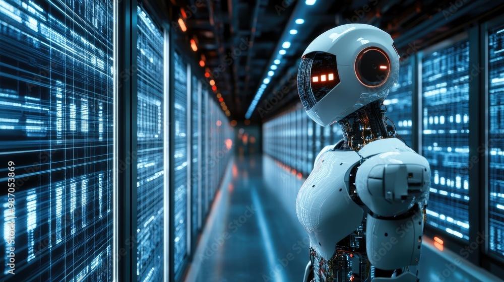 Poster automated processes and ai security systems monitoring and stopping threats in real-time, protecting
