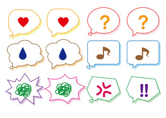 シンプルな吹き出しセットカラー8